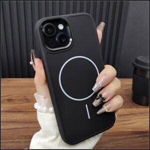 Matte Black Case with White Magnetic Ring Accent